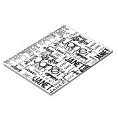 Bezeichnung Typografie Schwarz-weiß Word Cloud Notizblock (Linke Seite)