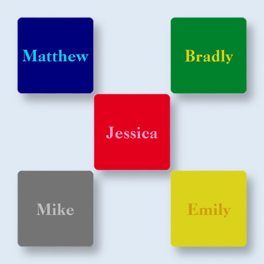 Bezeichnungen auf mehrfarbigen Bekleidungen Etiketten