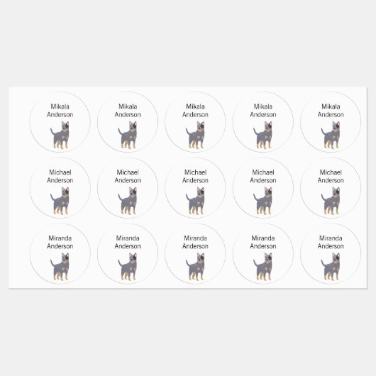 Bezeichnungen für australische Rinderhunde wasserd Etiketten (Blatt)