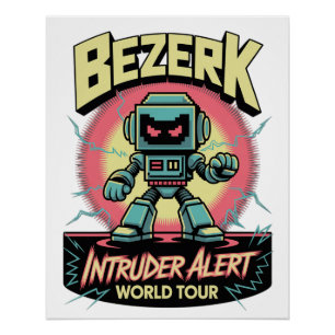 Bezerk Intruder Alarm Welt-Tour Retro-Arcade Poster
