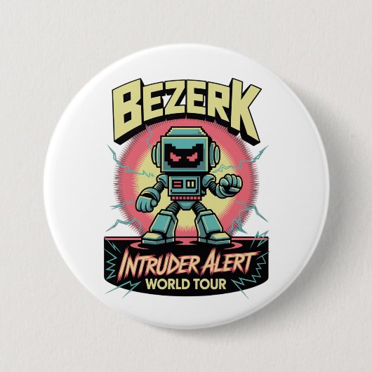 Bezerk Intruder Alert World Tour Retro Arcade Button (Vorderseite)