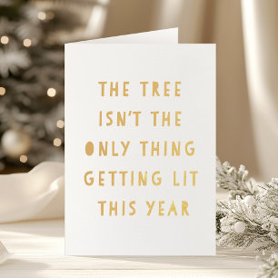 Beziehen Sie Lit Gold Foil Funny Christmas Card Folienkarte