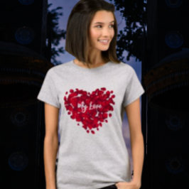 Beziehung Valentinstag Rote Rose Herz geformt T-Shirt