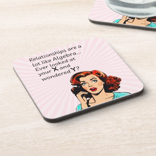 Beziehungen sind wie Algebra Funny Quip Getränkeuntersetzer (Linke Seite)