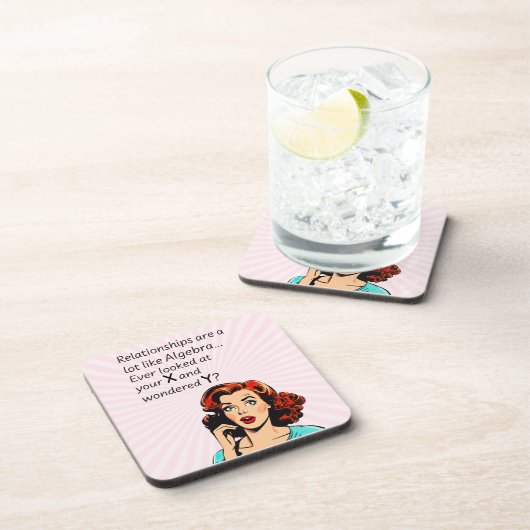 Beziehungen sind wie Algebra Funny Quip Getränkeuntersetzer (Rechte Seite)