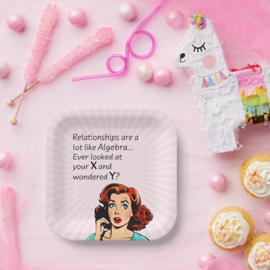 Beziehungen sind wie Algebra Funny Quip Pappteller (Party)