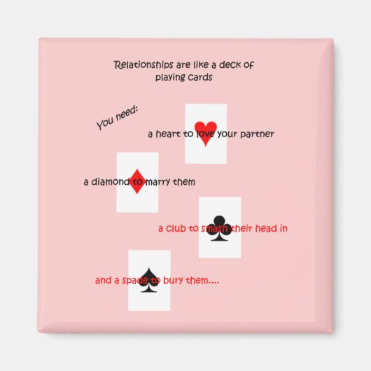 "Beziehungen sind wie ein Kartenspiel." Magnet (Vorne)