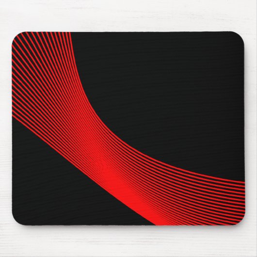 Bézier Curves - Rot auf Schwarz Mousepad (Vorne)