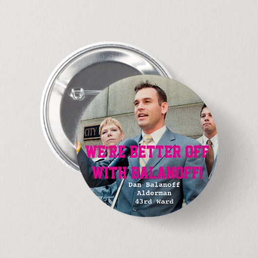 Bezirk Dans Balanoff Stadtrats-43. Button (Vorne & Hinten)