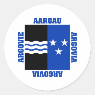 Bezirk-Flagge Aargaus die Schweiz Runder Aufkleber