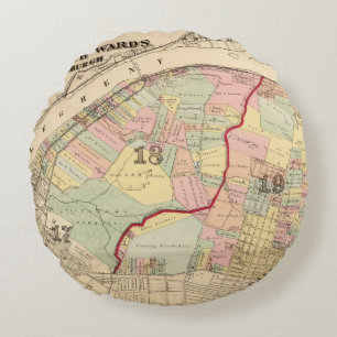 Bezirke 1819 von Pittsburgh, Pennsyvania Rundes Kissen