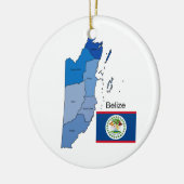 Bezirks-Karte von Belize mit Flagge Keramikornament (Links)