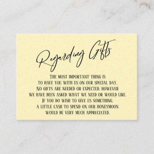 Bezüglich Geschenke Handwriting Simple Light Yello Begleitkarte (Vorderseite)