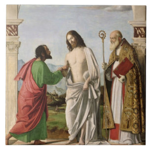 Bezweifeln von Thomas mit St. Magnus, c.1504-05 Fliese