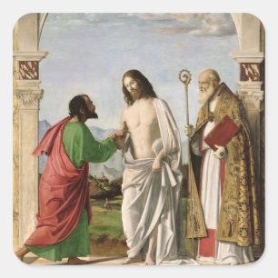 Bezweifeln von Thomas mit St. Magnus, c.1504-05 Quadratischer Aufkleber