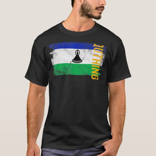 Bezwingen der Lesotho-Flagge für Basotho Männer Fr T-Shirt (Vorderseite)