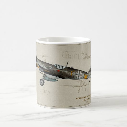 bf-109 Weiß 1 Kaffeetasse (Mittel)