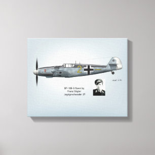 BF-109G Franz Stigler Profil Leinwanddruck