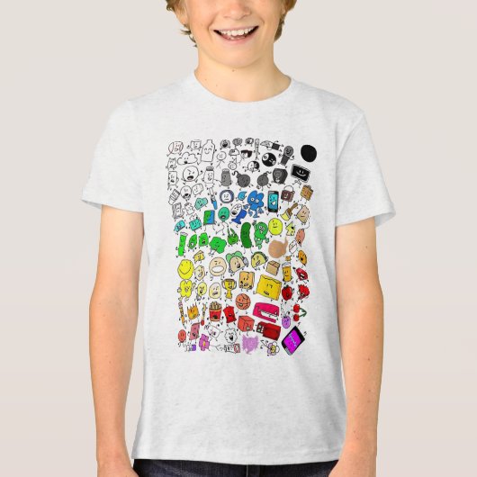 BFDI - Unbelebte Insanität Alle Zeichen _1 Tri-Blend Shirt (Vorderseite)