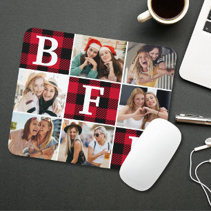 BFF Beste Freunde rote Karo-Andenkenbilder Mousepad