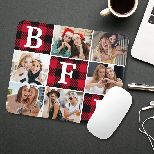BFF Beste Freunde rote Karo-Andenkenbilder Mousepad