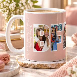 BFF-Foto-Collage chic trendy rosa Besties-Zitat Kaffeetasse