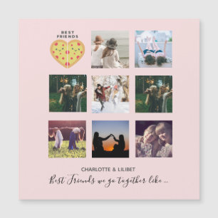 BFF Foto-Collage Geschenke Dusty Pink PIZZA Freund Magnetkarte