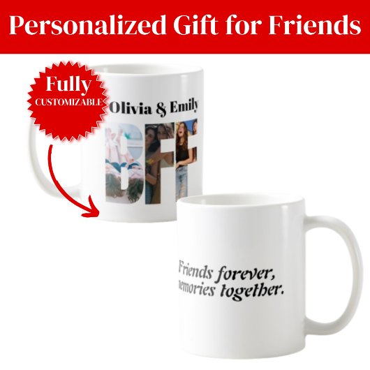 BFF-Foto-Kaffeetasse – Personalisiertes Geschenk Kaffeetasse