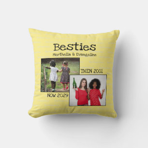 *** BFF Gelbe Foto-Erinnerung Beste Freunde Kissen