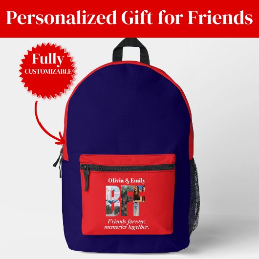 BFF Photo Collage Backpack – Gift for Friend Bedruckter Rucksack