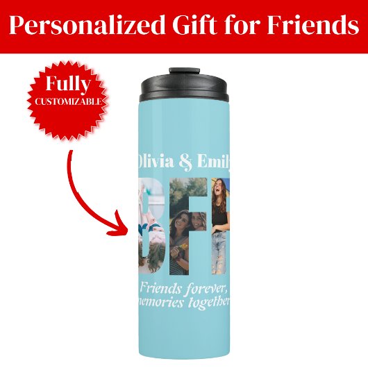 BFF Photo Collage Thermal Tumbler Gifts for Friend Thermosbecher