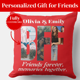 BFF Photo Collage Throw Pillow – Gift for Friend Kissen