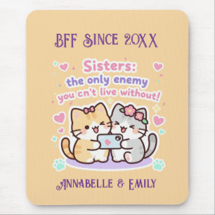 BFF seit 20XX Süße Schwestern Beste Freundin Name Mousepad