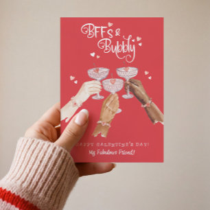 BFFs & Bubbly Frohes Galentine's Day Cocktail Chee Feiertagskarte