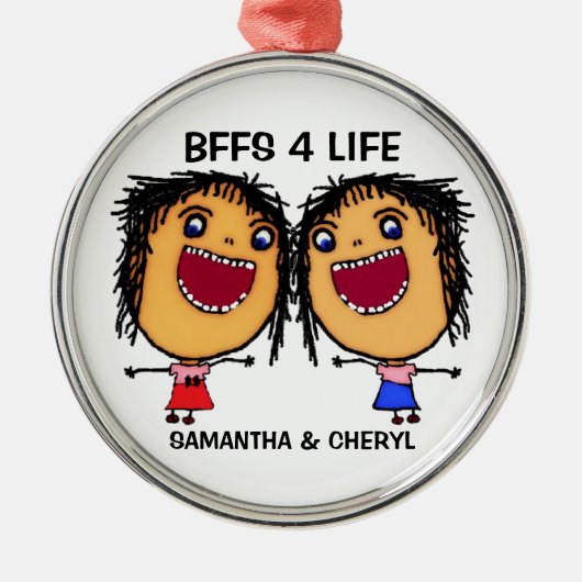 BFFS For Life Cartoon Ornament Aus Metall (Vorne)