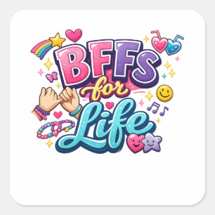 BFFs fürs Leben – Süße beste Freundinnen für immer Quadratischer Aufkleber