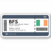 BFS Belfast Boarding Pass - Airport Ticket Aufkleber (Vorderseite)