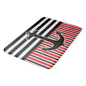 BG Stripes schwarzes Rot des Musters u. Badematte (Schrägansicht)