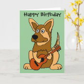 BH - German Shepherd Puppy Playing Guitar Cartoon Karte (Gelbe Blume)