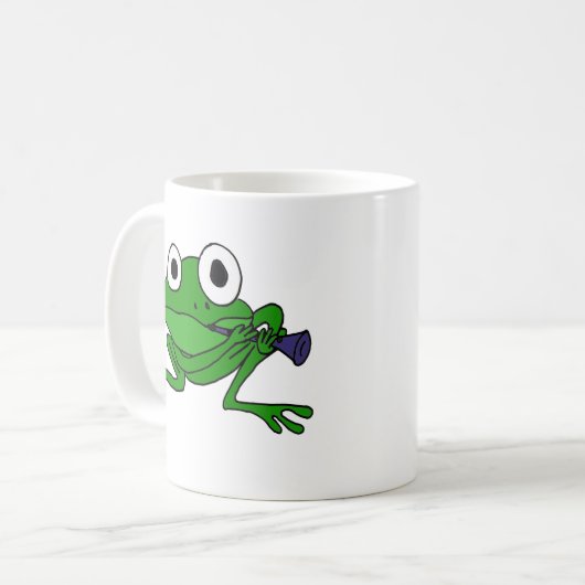 BH, lustiger Frosch, der Clarinet spielt Kaffeetasse (Vorderseite Links)