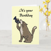 BH, Spaß-Wolf, der die Trompete-Geburtstags-Karte Karte (Gelbe Blume)