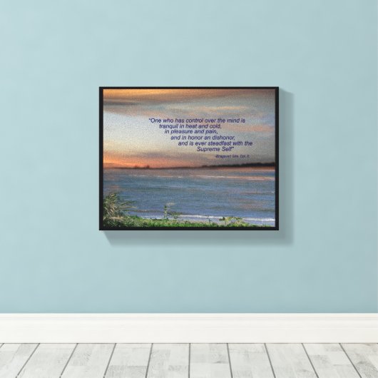 Bhagavad Gita Quote Leinwand: "Wer Kontrolle hat.. Leinwanddruck (Insitu (Holzboden))
