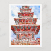 Bhaktapur Durbar Nepal Berühmte Wasserfarbe Postkarte (Vorderseite)