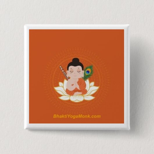 BhaktiYogaMonk Quadratischer Button (Vorderseite)