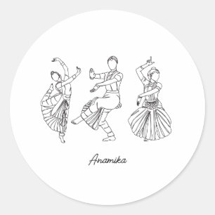 Bharatanatyam Dance individuelle Name Runder Aufkleber
