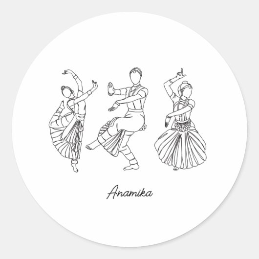 Bharatanatyam Dance individuelle Name Runder Aufkleber (Vorderseite)