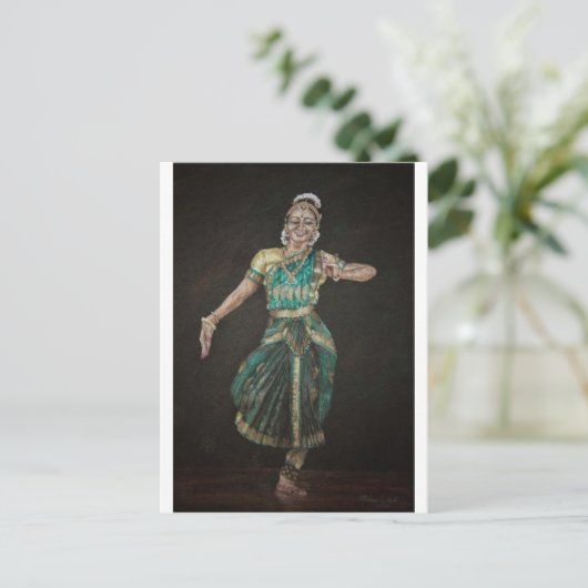 Bharatanatyam Dancer Postkarte (Stehend Vorderseite)