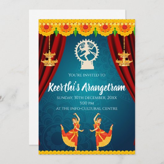 Bharatnatyam Show Invite & Arangetram Einladung (Vorne/Hinten)