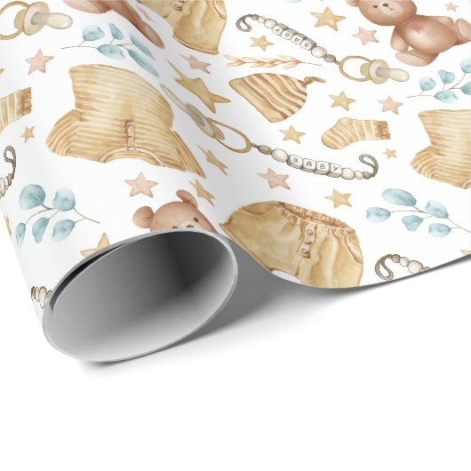 BHO Gender Neutral Baby Shower Wrapping Paper Geschenkpapier (Rolleneckpunkt)