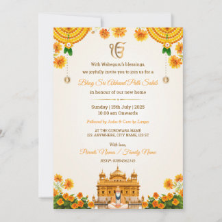 Bhog Sri Akhand Path Sahib Einladungskarte Einladung
